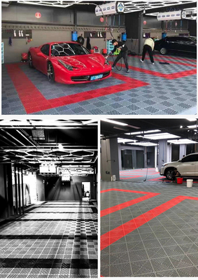Deux composants de carreaux de sol de garage en PP non glissants pour le détail de lavage de voiture