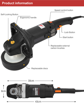 Machine de polissage de voiture électrique à orbite aléatoire de 1000 W avec taille externe 53*49.5*32 cm