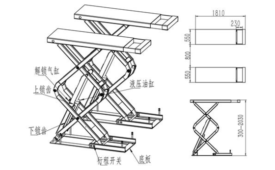 Soulevé avec réparation de voiture entretien de l'ascenseur 3.5T surfaces hydrauliques montées élévateur de ciseaux automobile