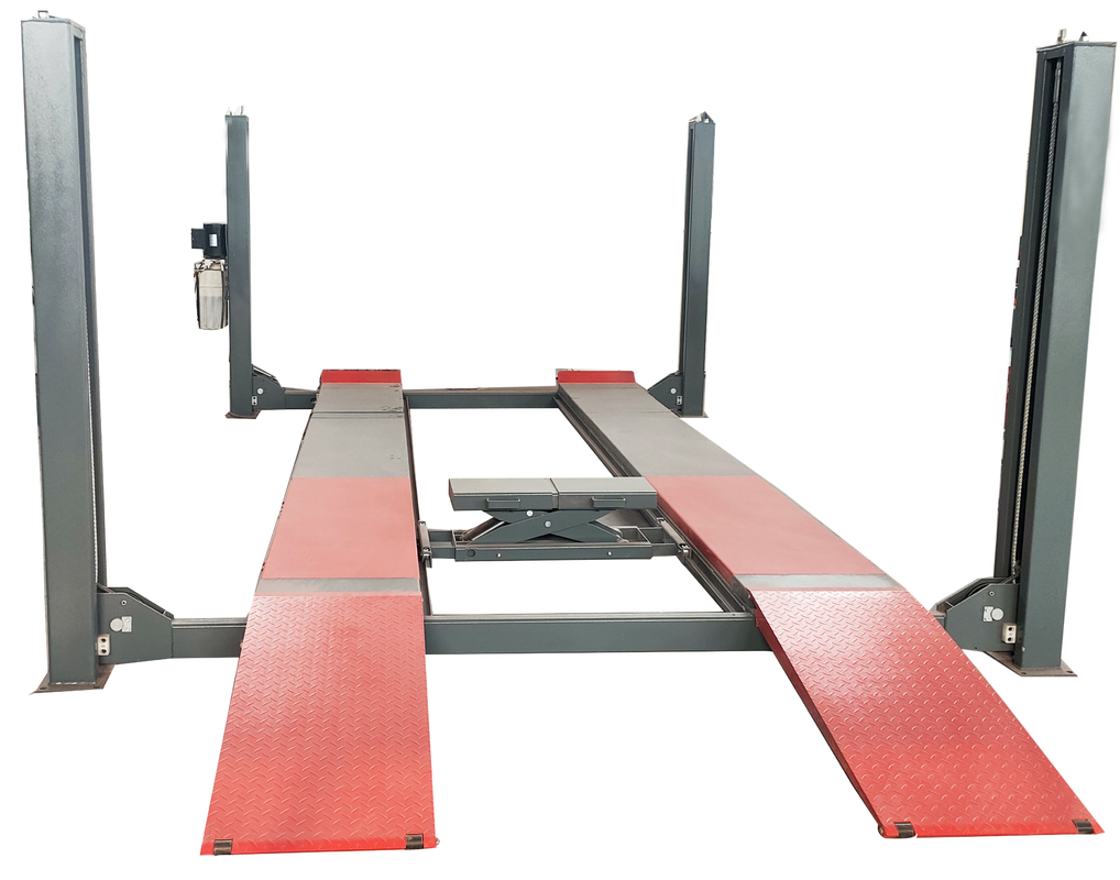 Ascenseur de garage de 6000 kg avec quatre poteaux et double cylindre Ascenseur hydraulique pour l'alignement des roues