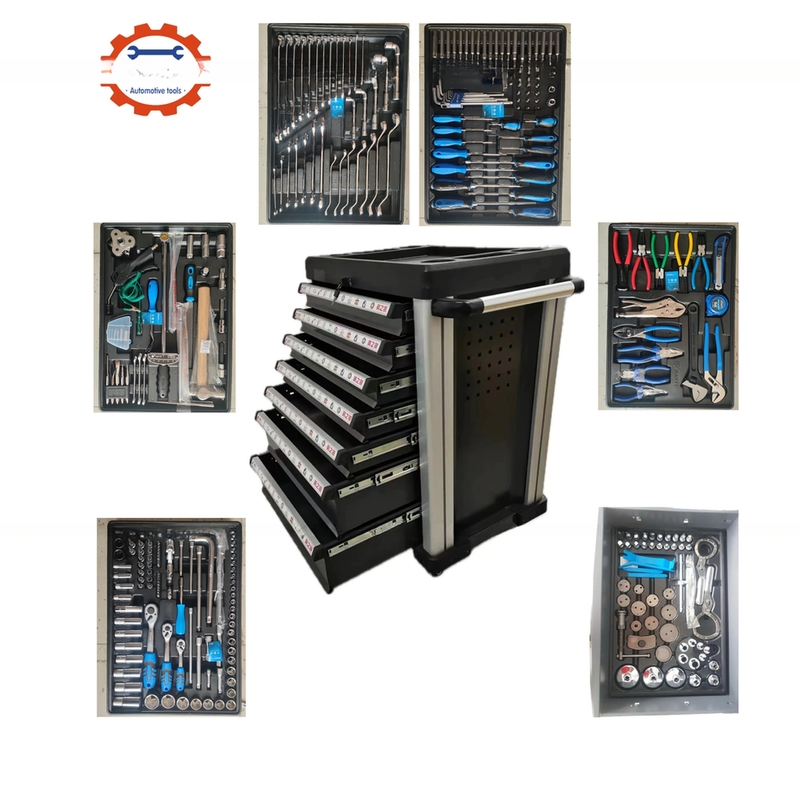 Armoire à outils d'atelier de réparation automobile avec 7 tiroirs et boîte à rouleaux en acier inoxydable lourd